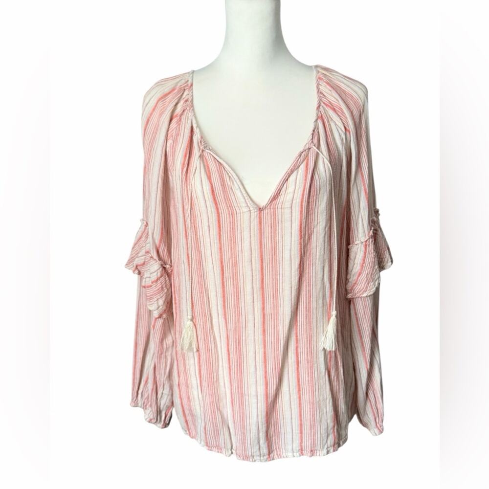 Sanctuary Long Sleeve Top Pink White Large